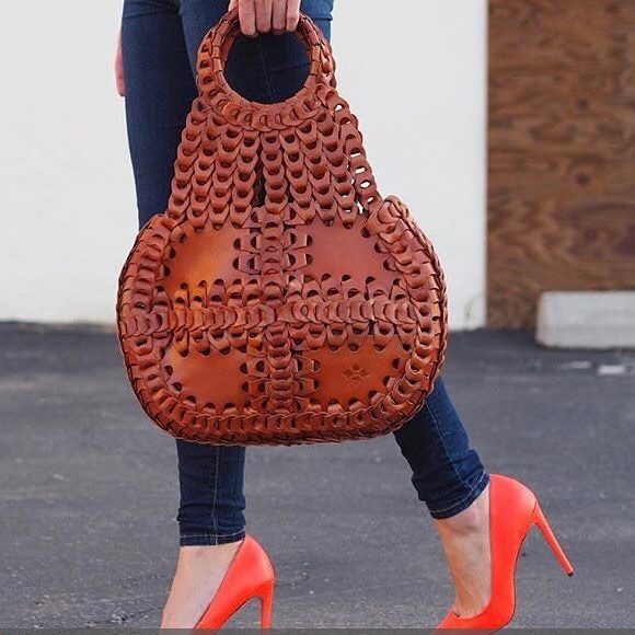 Patricia Nash Handbags - Patricia Nash Brown Flapover Pisticci Chainlink Leather Shoulder Hand Bag Purse